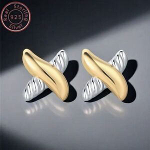 925 sterling silver twisted X rope earrings